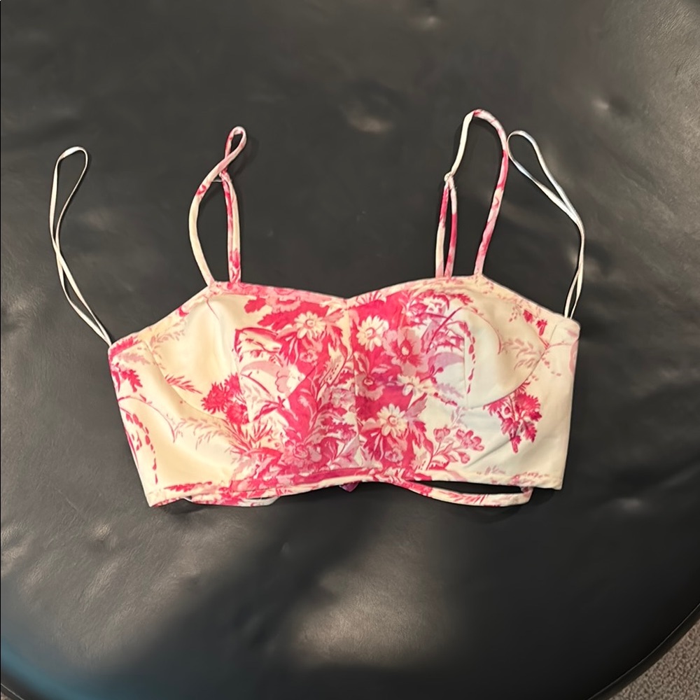 Zara Pink and Cream Floral Top